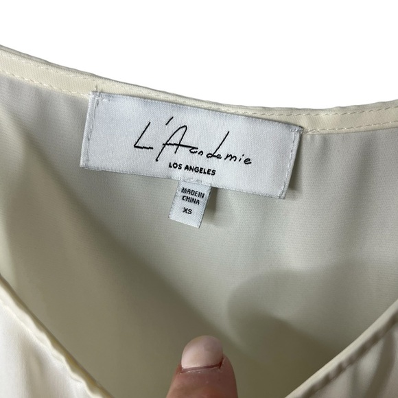 L'Academie The Button Cami Cream Size XS Cream V Neck - Picture 4 of 7